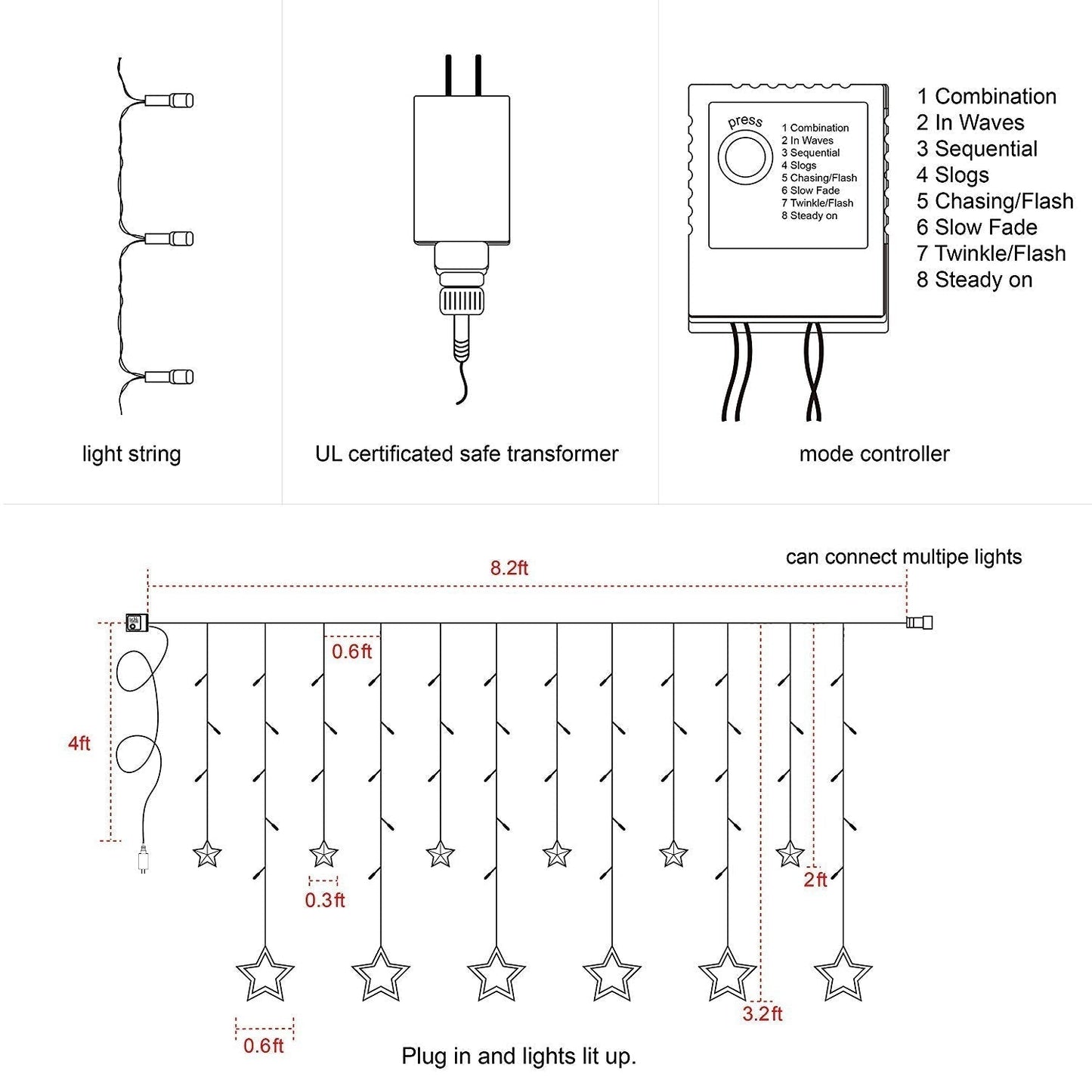 LED Star Curtain Light